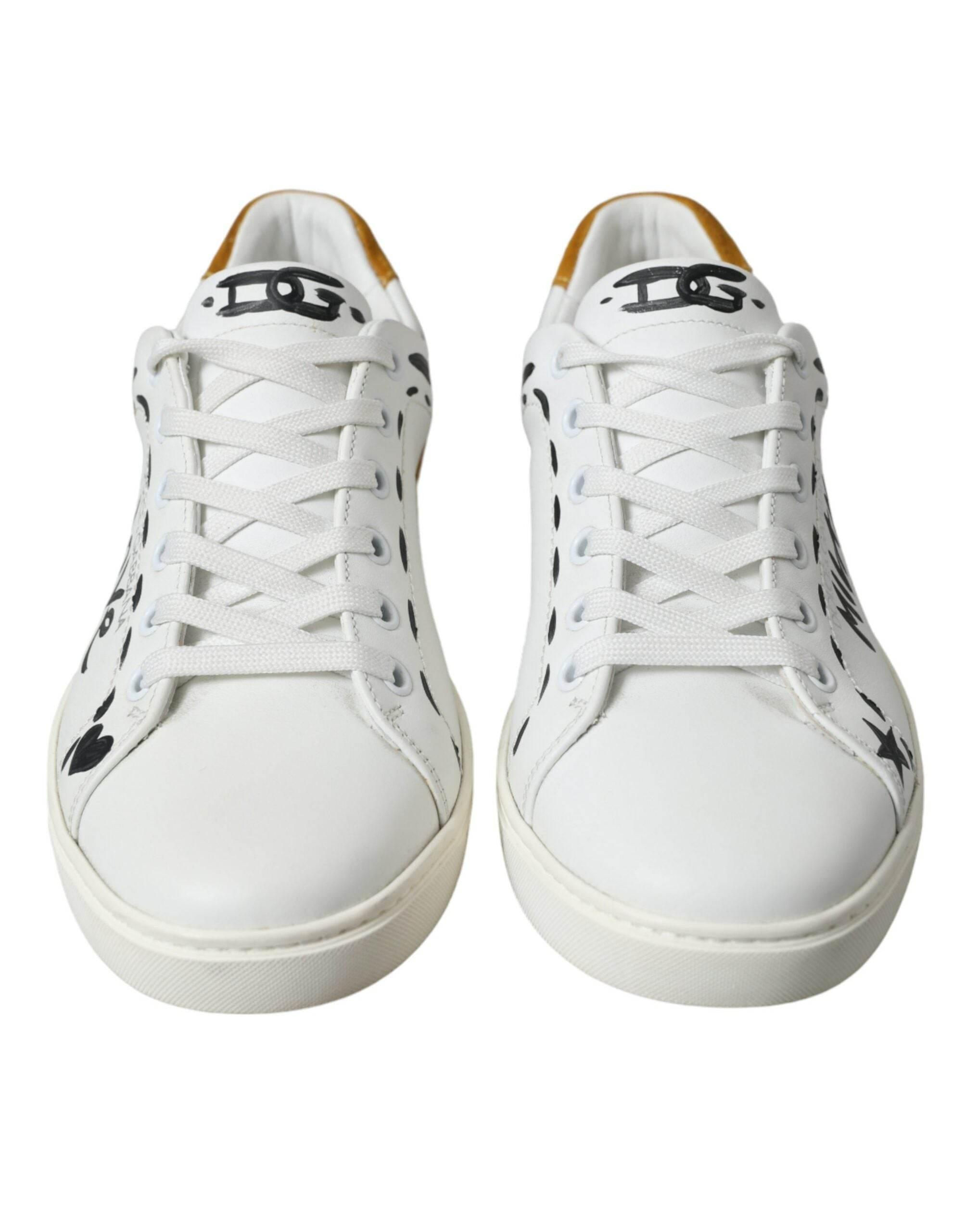 Dolce & Gabbana White Leather LOVE Milano Men Sneakers Shoes - Hilstor