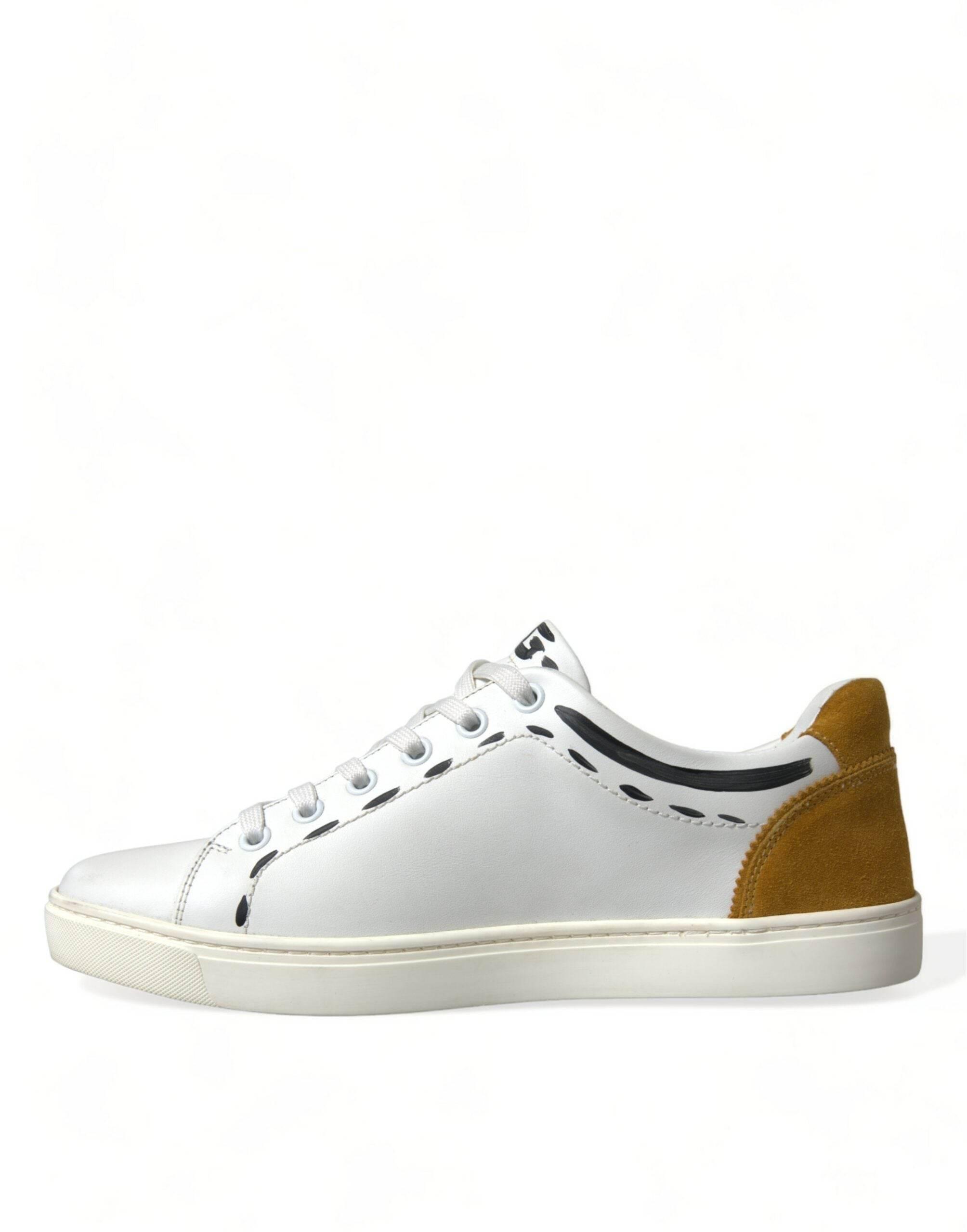 Dolce & Gabbana White Leather LOVE Milano Men Sneakers Shoes - Hilstor