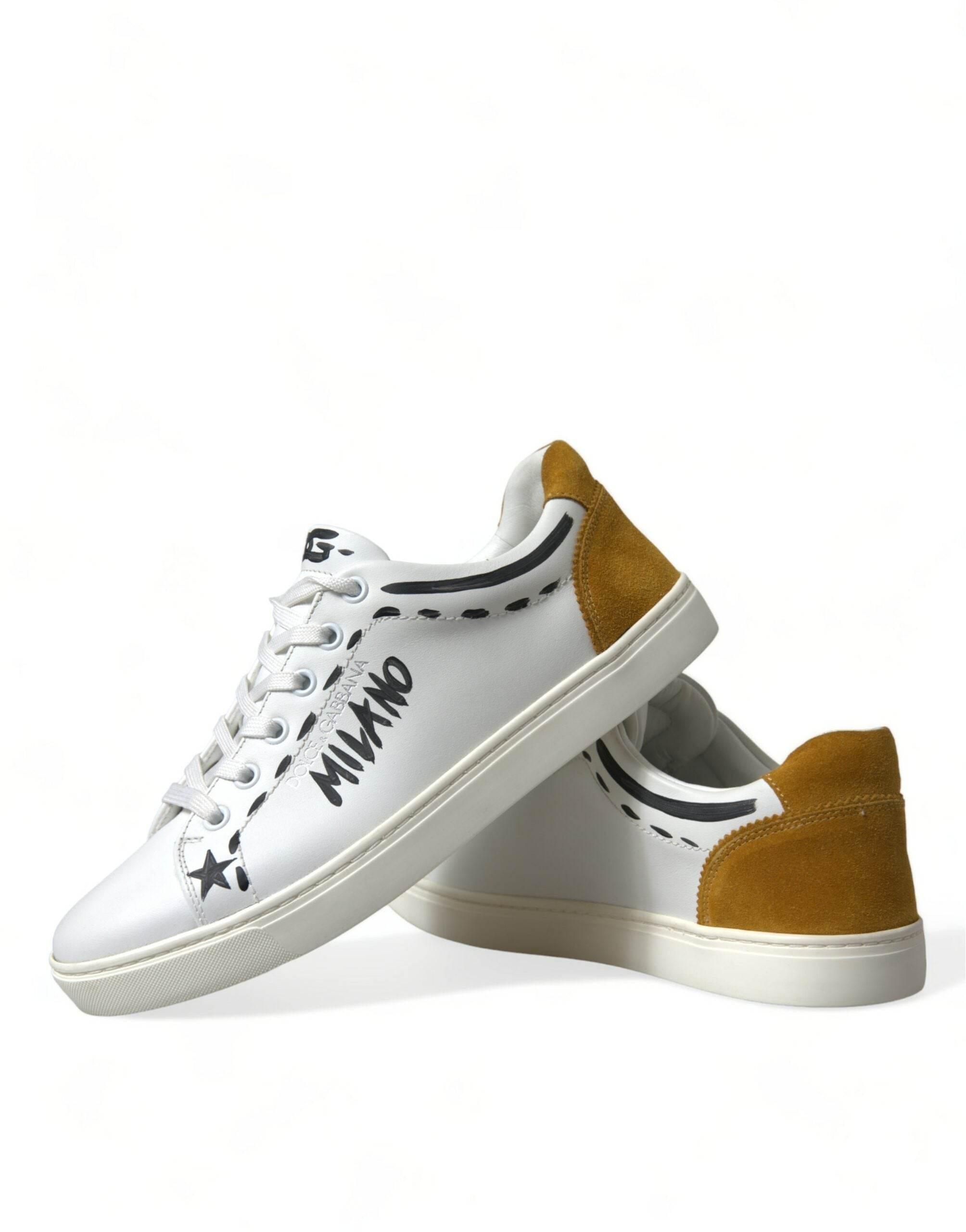 Dolce & Gabbana White Leather LOVE Milano Men Sneakers Shoes - Hilstor
