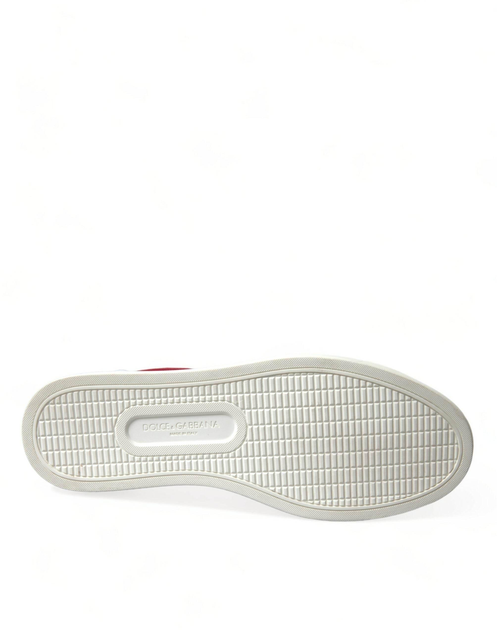 Dolce & Gabbana Elegant Red & White Low Top Sneakers - Hilstor