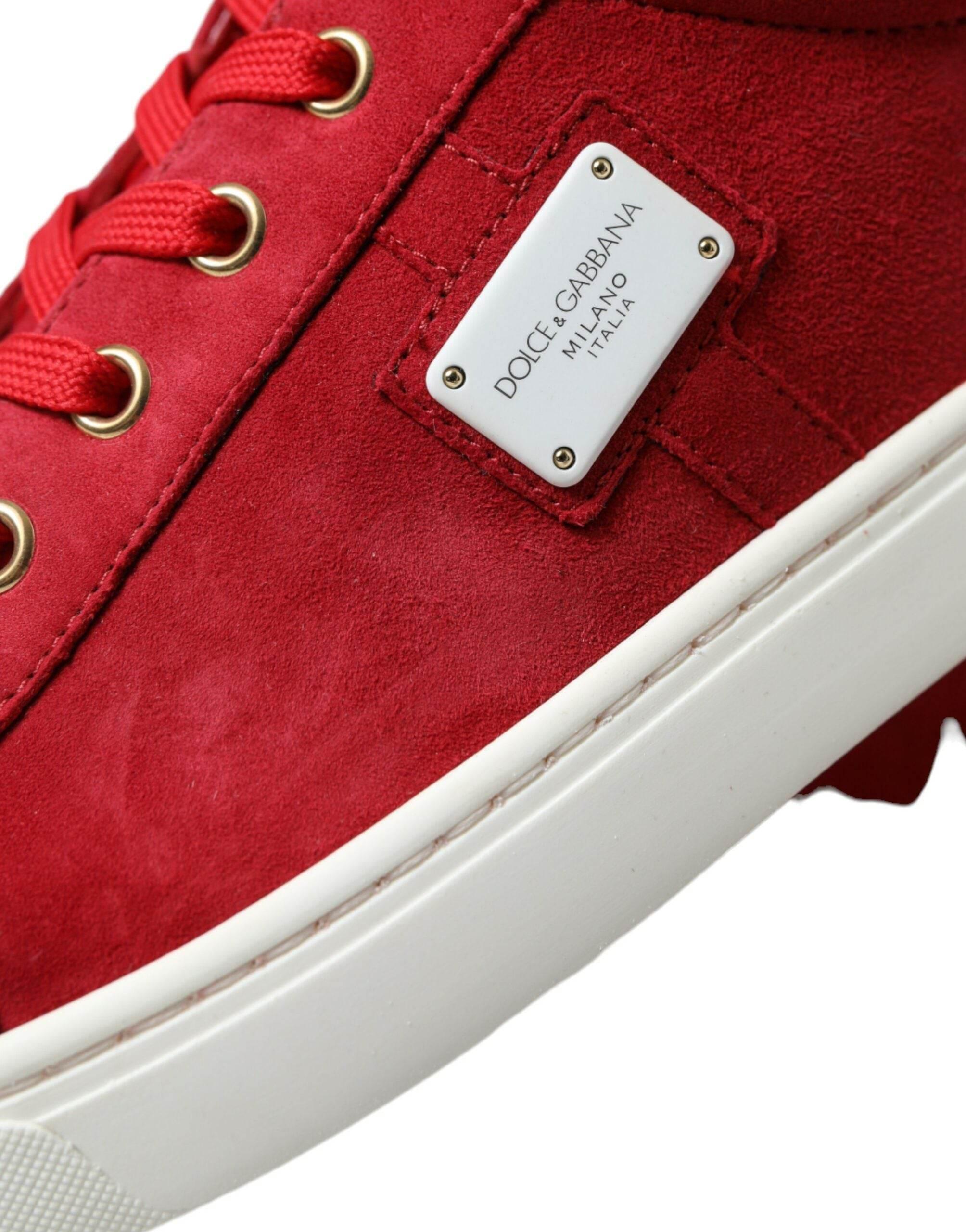 Dolce & Gabbana Elegant Red & White Low Top Sneakers - Hilstor