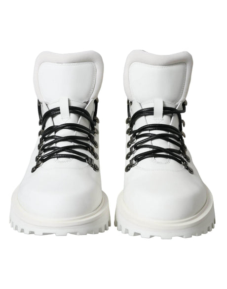 Dolce & Gabbana Elegant White Leather Ankle Boots - Hilstor