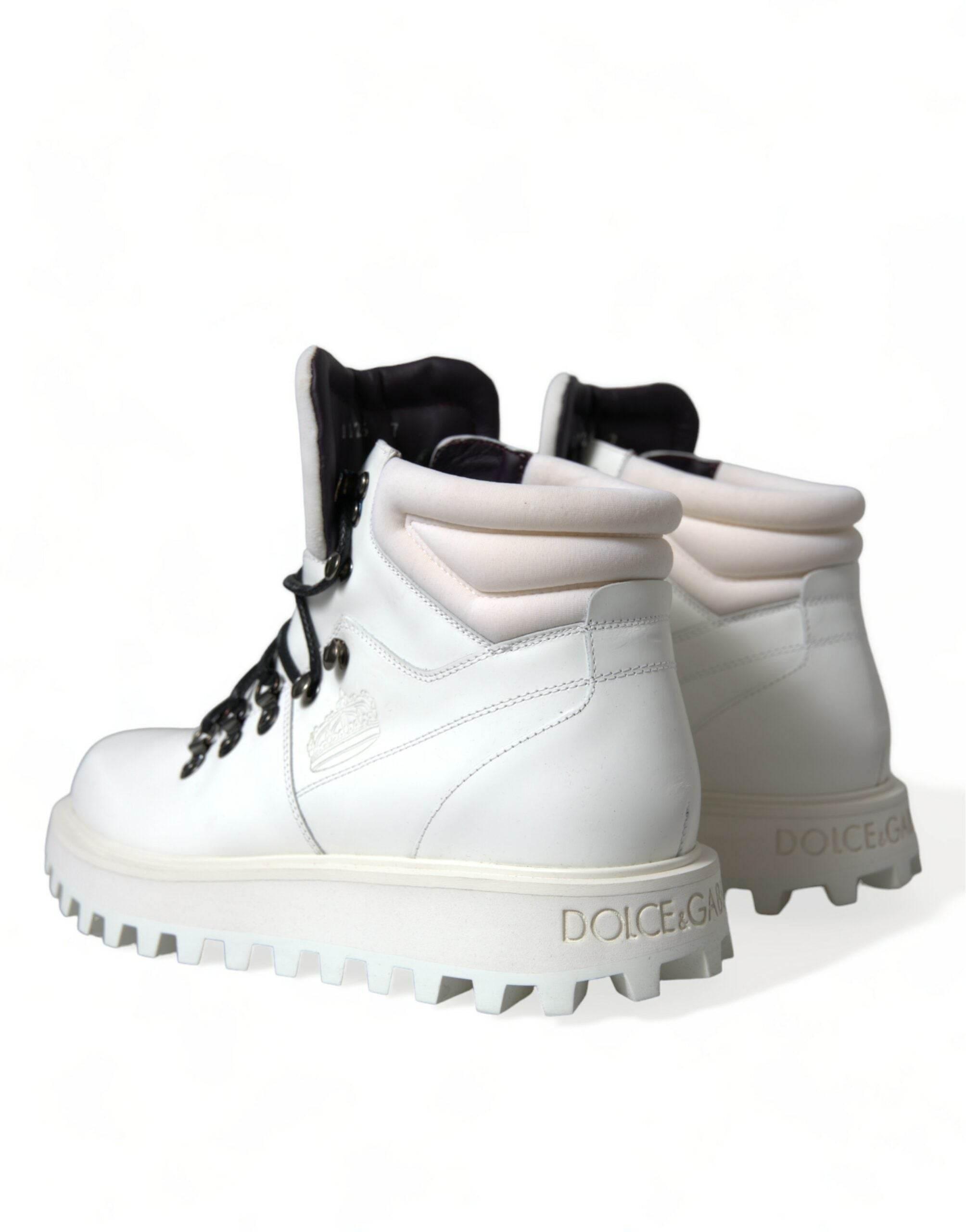 Dolce & Gabbana Elegant White Leather Ankle Boots - Hilstor