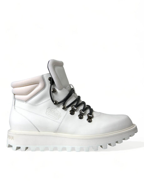 Dolce & Gabbana Elegant White Leather Ankle Boots - Hilstor