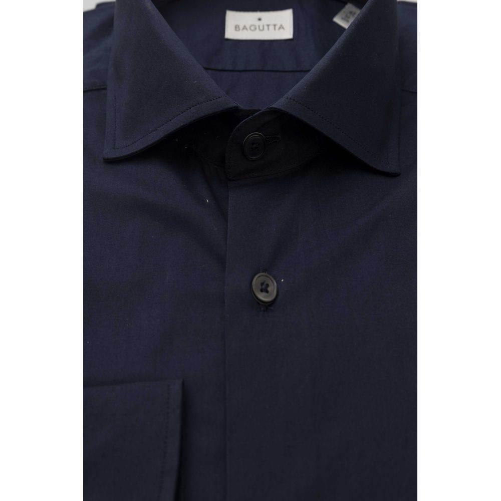 Bagutta Blue Cotton Men Shirt Slim Fit With French Collar - Hilstor