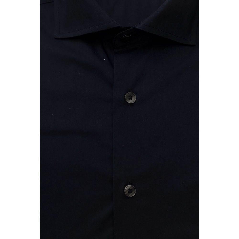 Bagutta Blue Cotton Men Shirt Slim Fit With French Collar - Hilstor