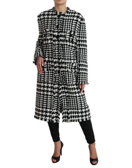 Dolce & Gabbana Black White Houndstooth Trench Coat Jacket - Hilstor