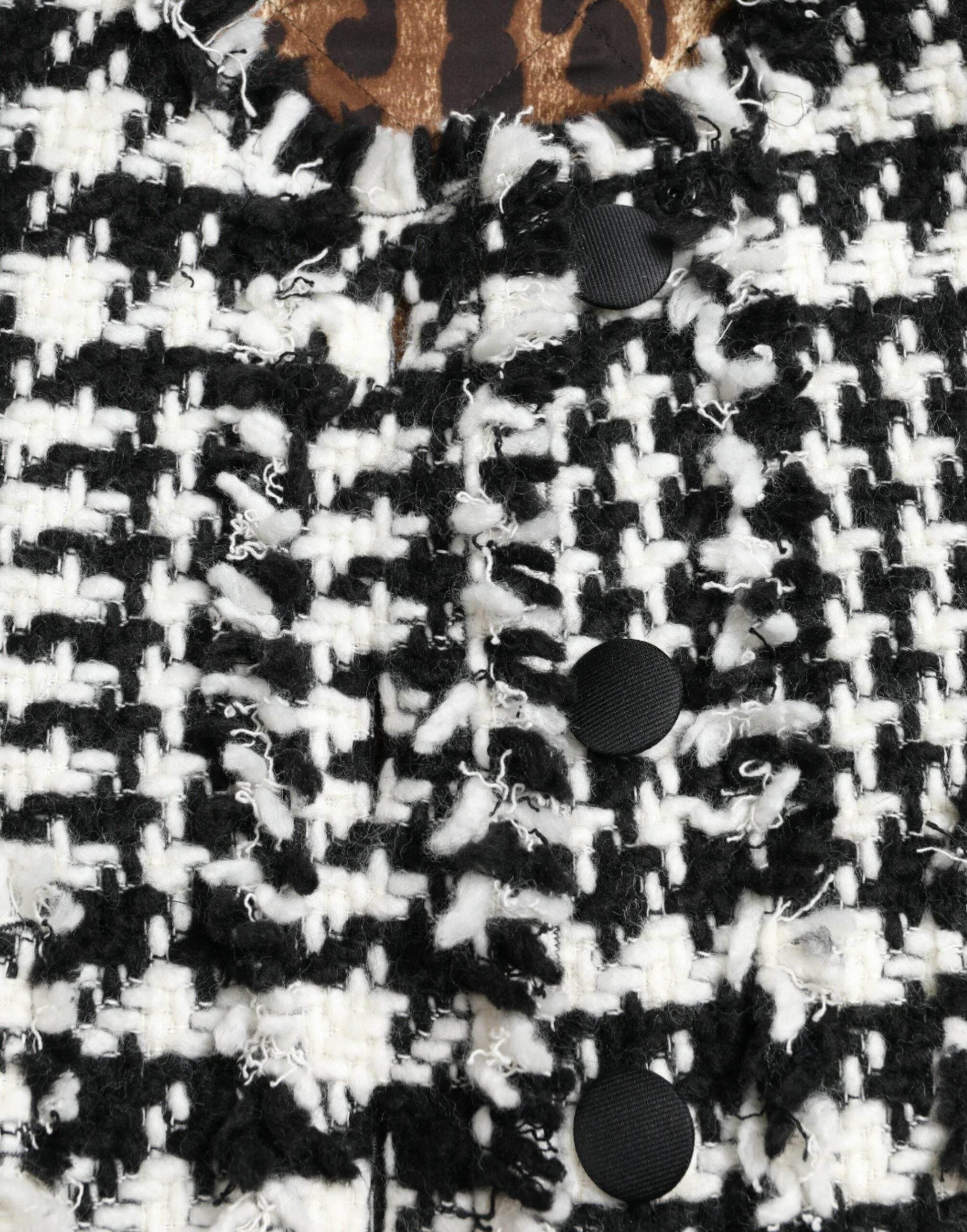 Dolce & Gabbana Black White Houndstooth Trench Coat Jacket - Hilstor