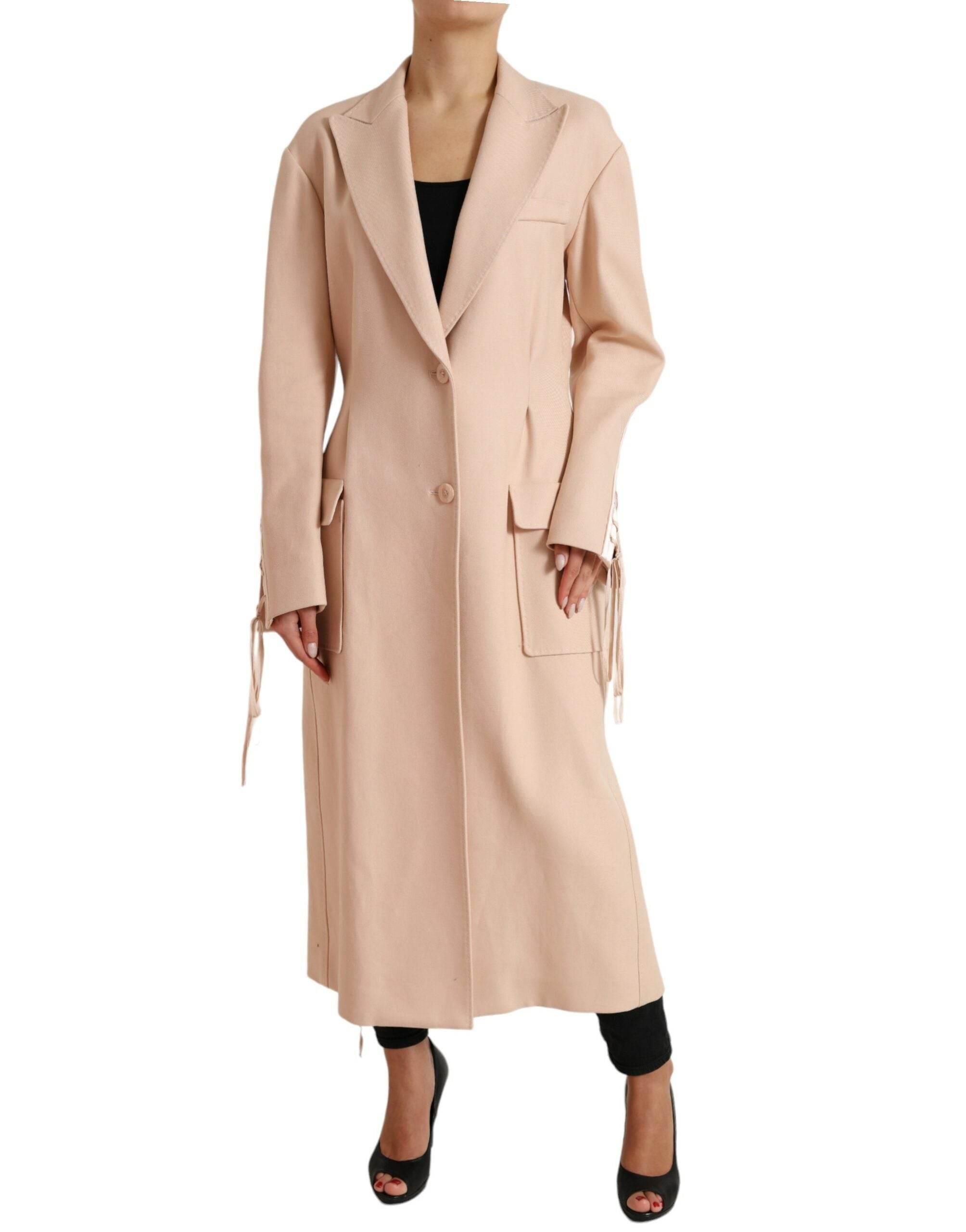 Dolce & Gabbana Beige Cotton Single Breasted Long Coat Jacket - Hilstor