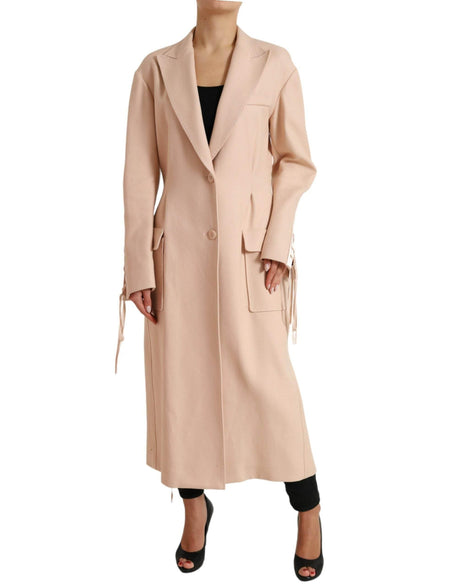 Dolce & Gabbana Beige Cotton Single Breasted Long Coat Jacket - Hilstor