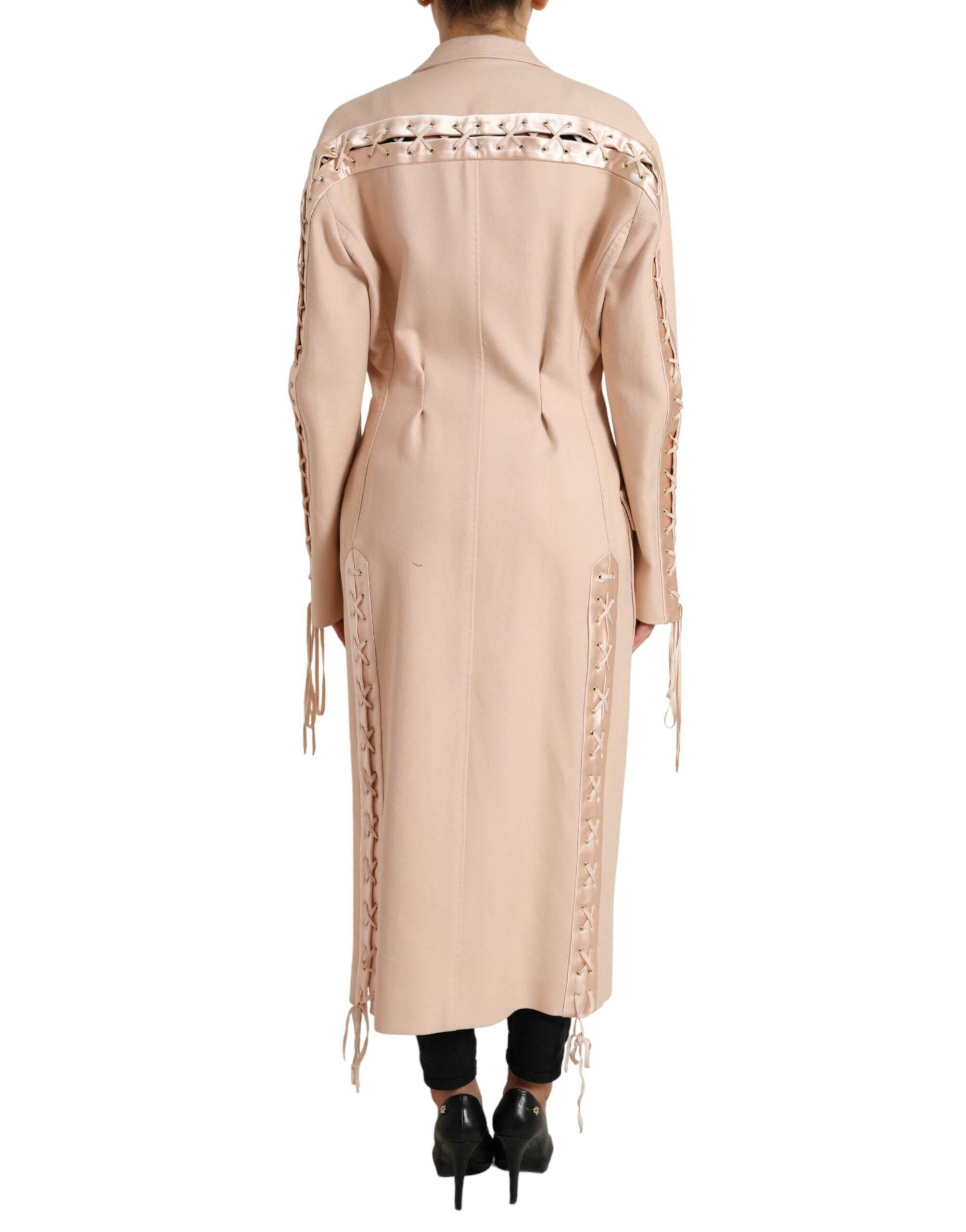 Dolce & Gabbana Beige Cotton Single Breasted Long Coat Jacket - Hilstor