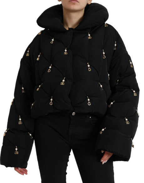 Dolce & Gabbana Black Embellished Quilted Shell Bomber Jacket - Hilstor