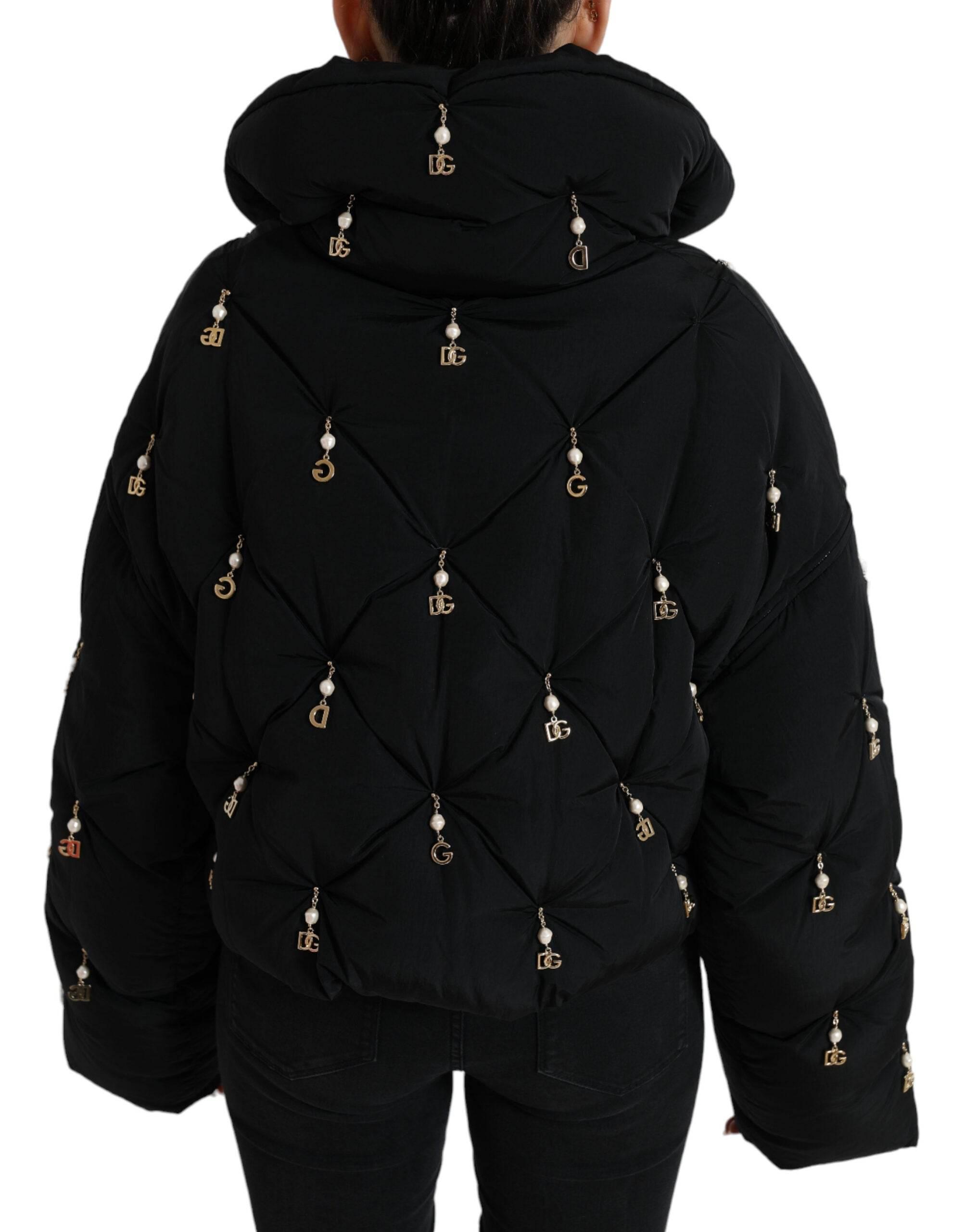 Dolce & Gabbana Black Embellished Quilted Shell Bomber Jacket - Hilstor