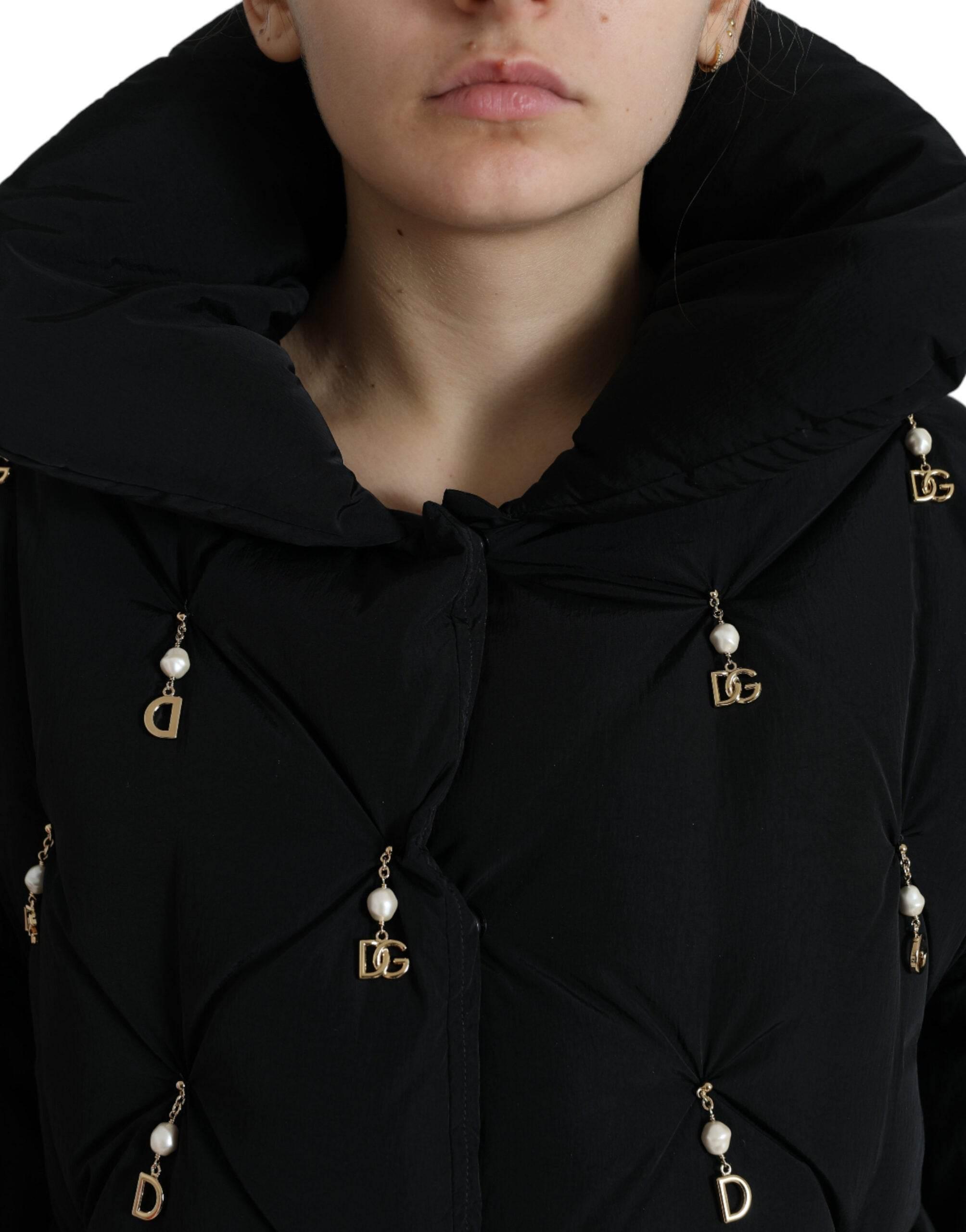 Dolce & Gabbana Black Embellished Quilted Shell Bomber Jacket - Hilstor