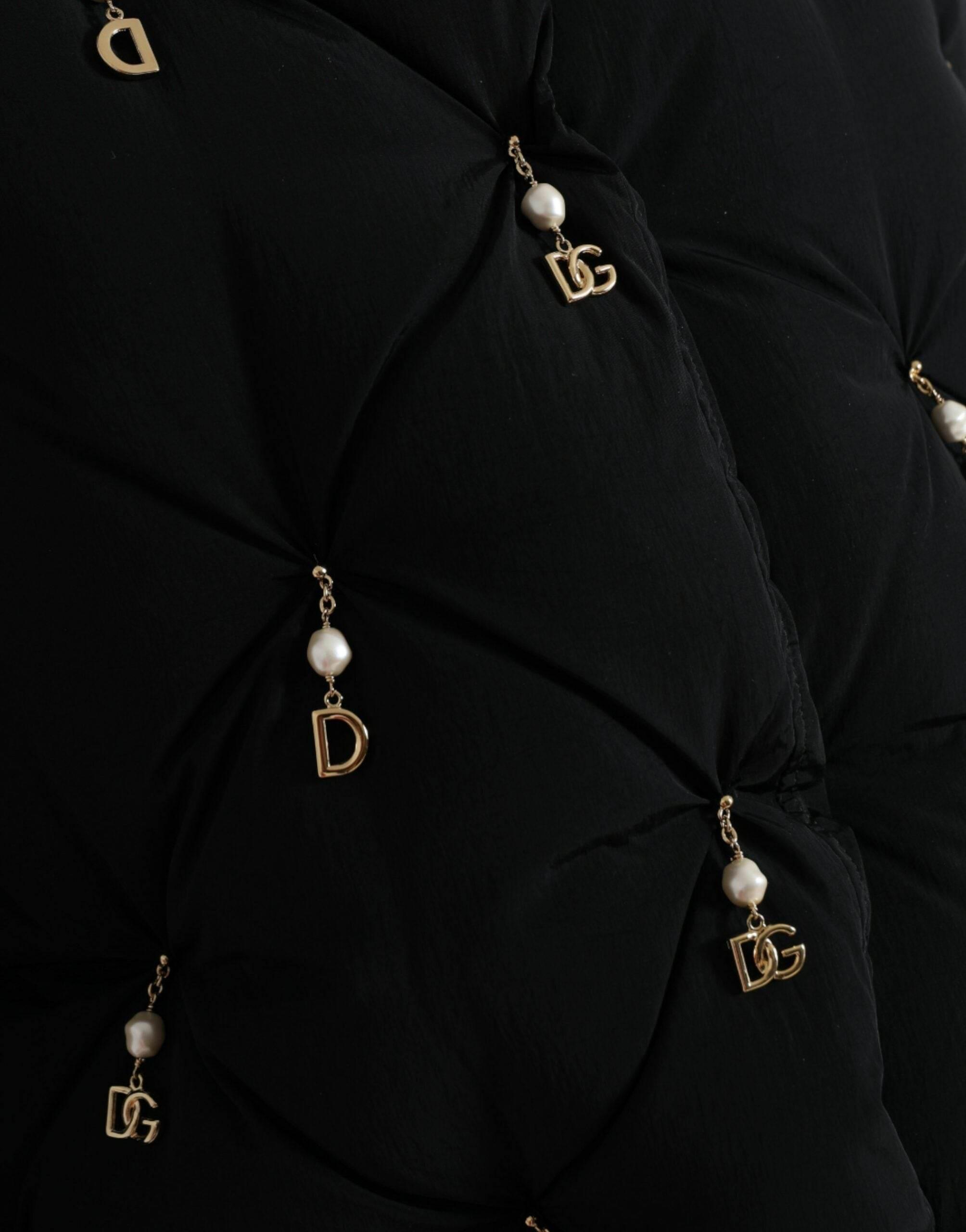 Dolce & Gabbana Black Embellished Quilted Shell Bomber Jacket - Hilstor