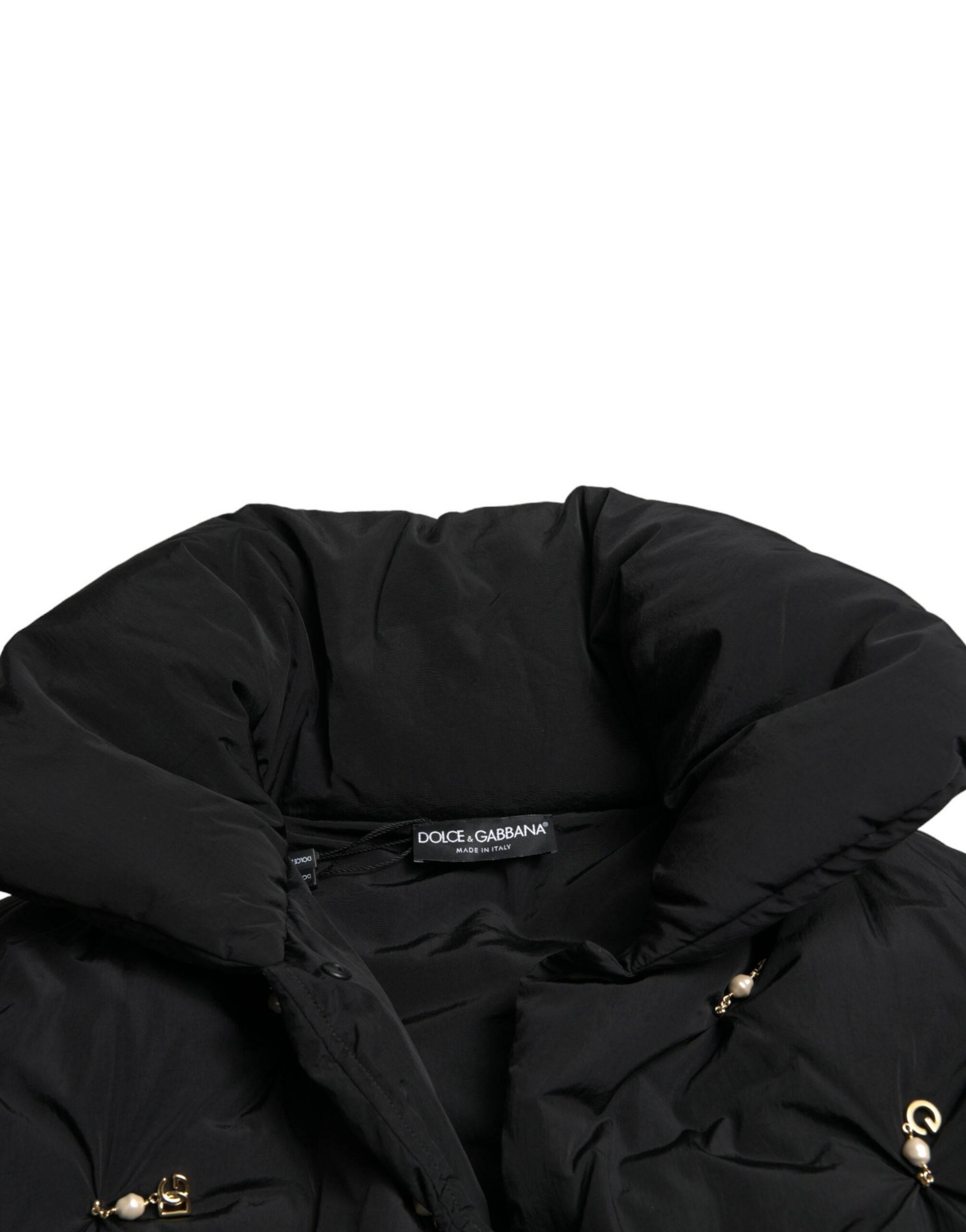 Dolce & Gabbana Black Embellished Quilted Shell Bomber Jacket - Hilstor
