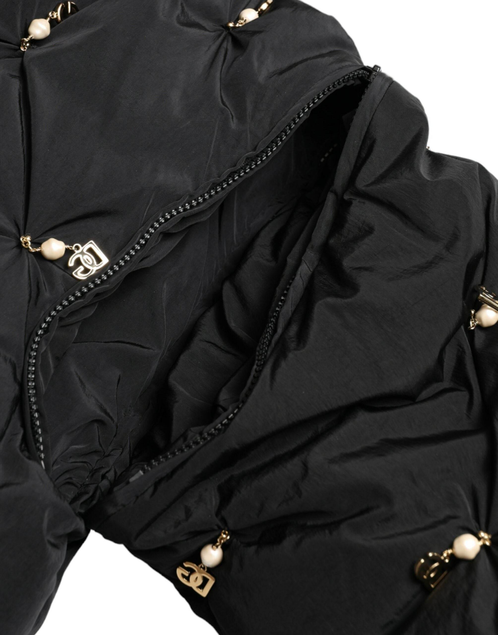 Dolce & Gabbana Black Embellished Quilted Shell Bomber Jacket - Hilstor