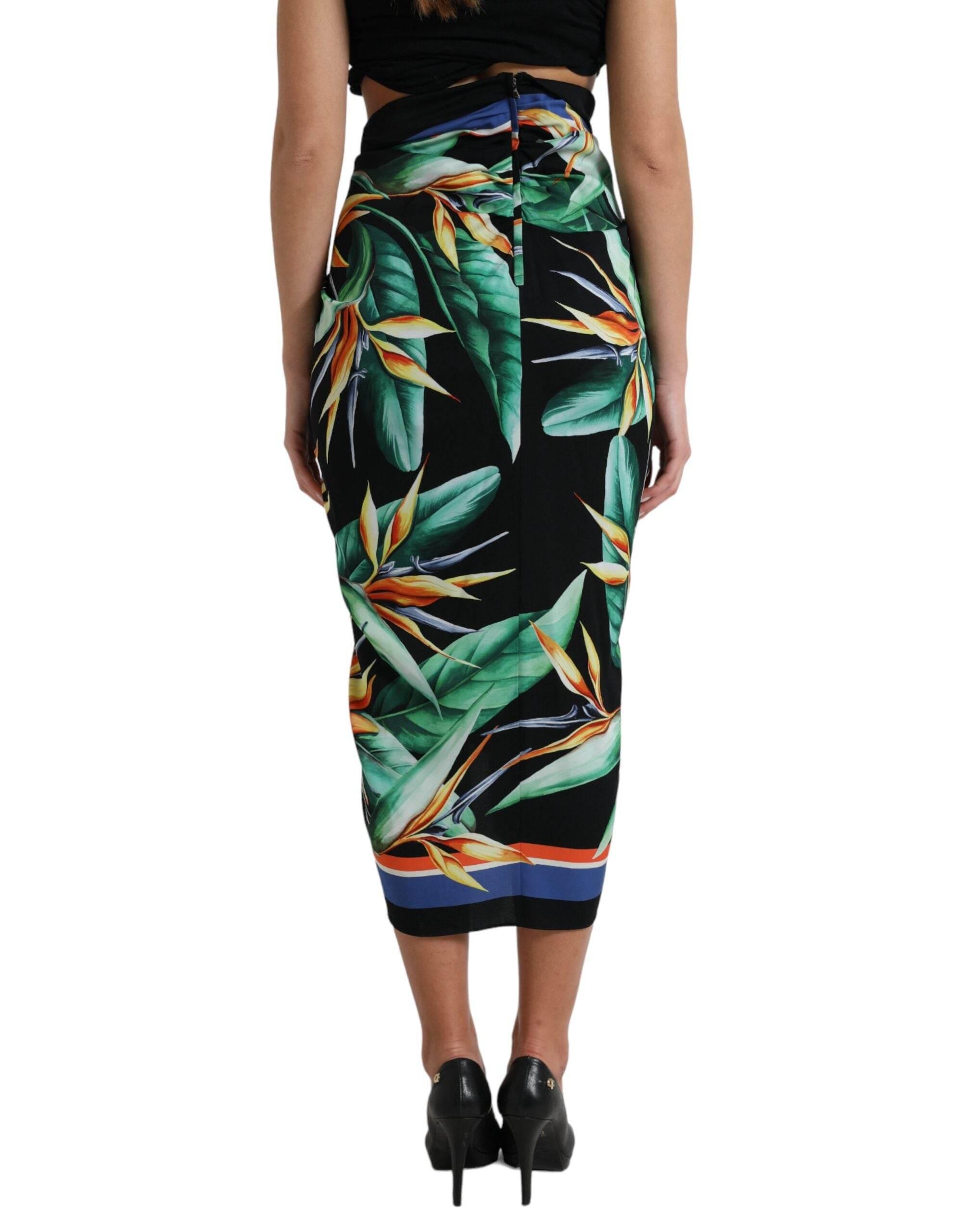 Dolce & Gabbana Elegant Floral High Waist Midi Skirt - Hilstor