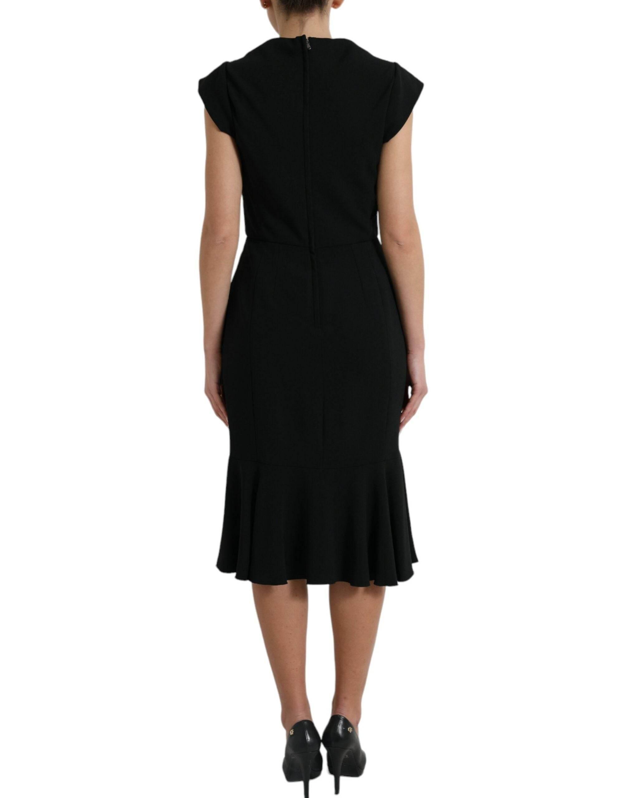 Dolce & Gabbana Black Cady Viscose Sleeveless Dress - Hilstor