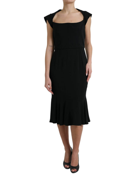 Dolce & Gabbana Black Cady Viscose Sleeveless Dress - Hilstor