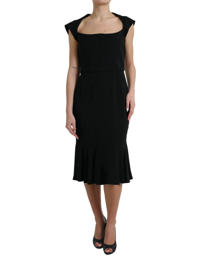 Dolce & Gabbana Black Cady Viscose Sleeveless Dress - Hilstor