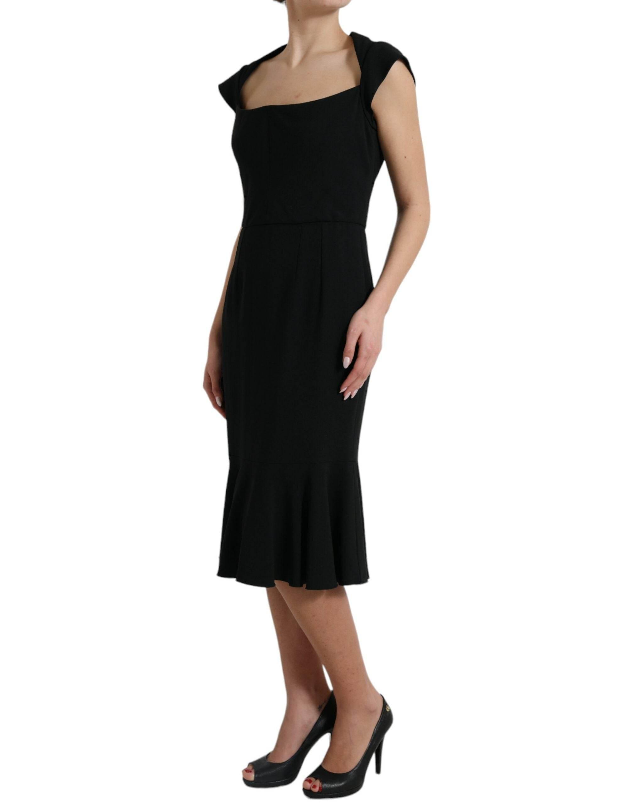 Dolce & Gabbana Black Cady Viscose Sleeveless Dress - Hilstor