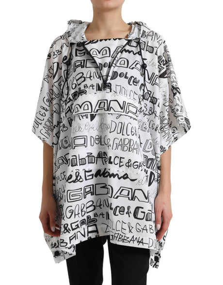 Dolce & Gabbana White Logo Print Hooded Blouson T-shirt Top - Hilstor