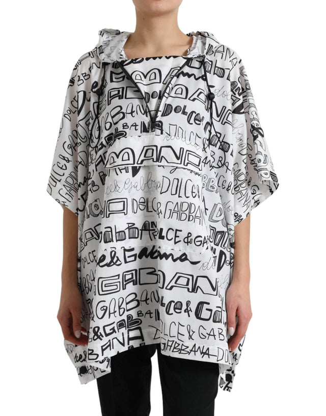 Dolce & Gabbana White Logo Print Hooded Blouson T-shirt Top - Hilstor