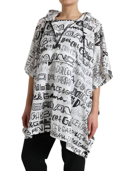 Dolce & Gabbana White Logo Print Hooded Blouson T-shirt Top - Hilstor