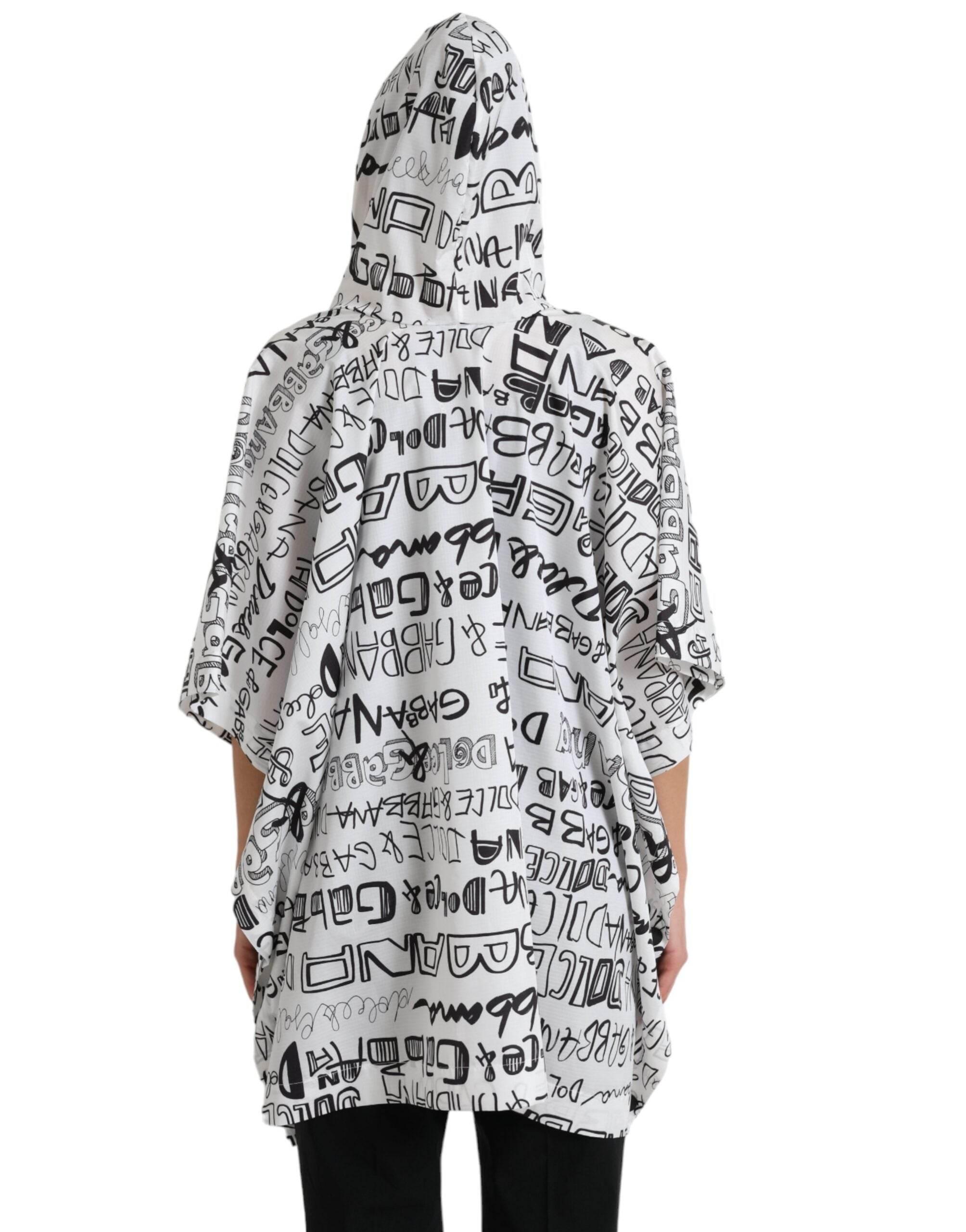 Dolce & Gabbana White Logo Print Hooded Blouson T-shirt Top - Hilstor