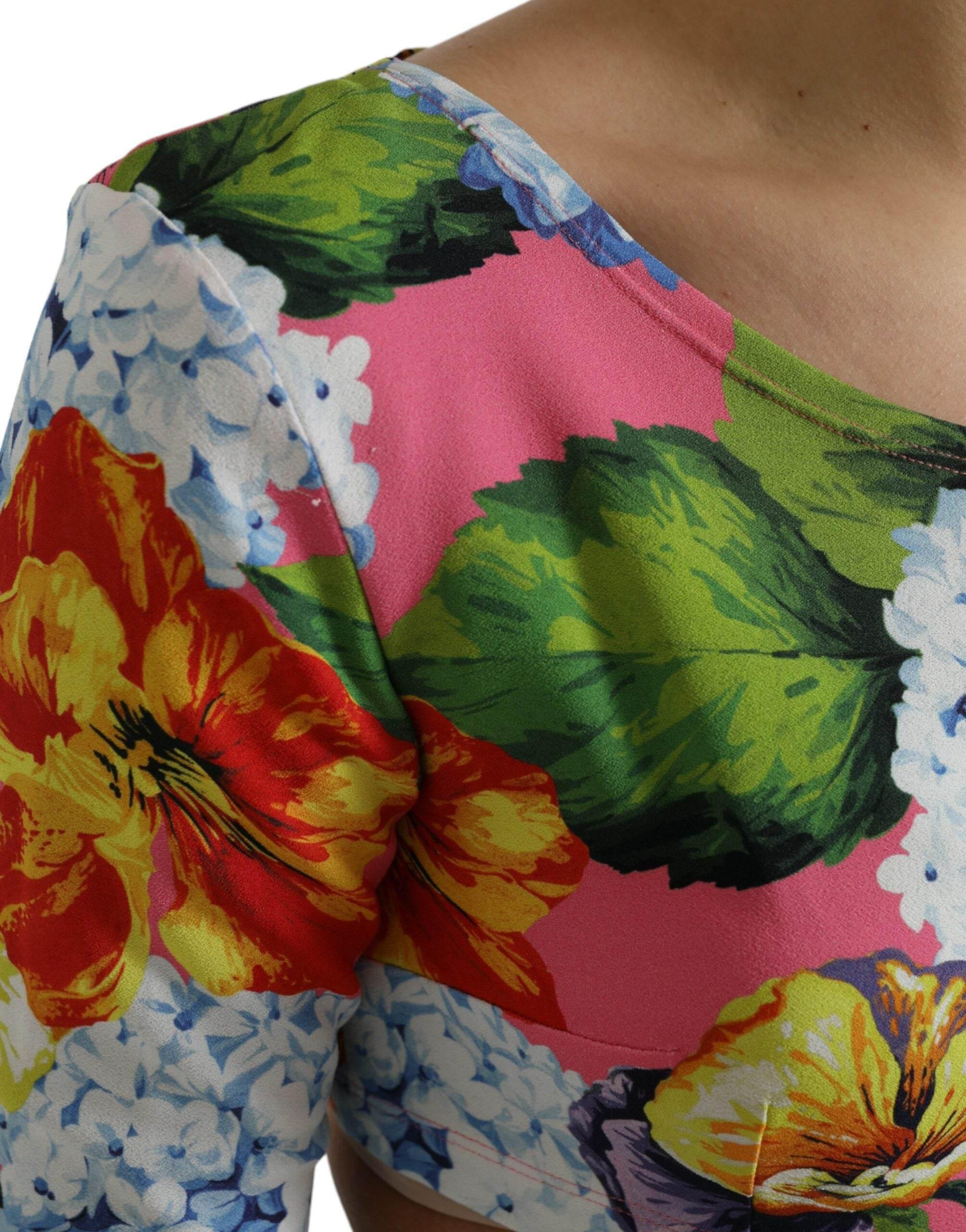 Dolce & Gabbana Floral Elegance Cropped Blouse - Hilstor