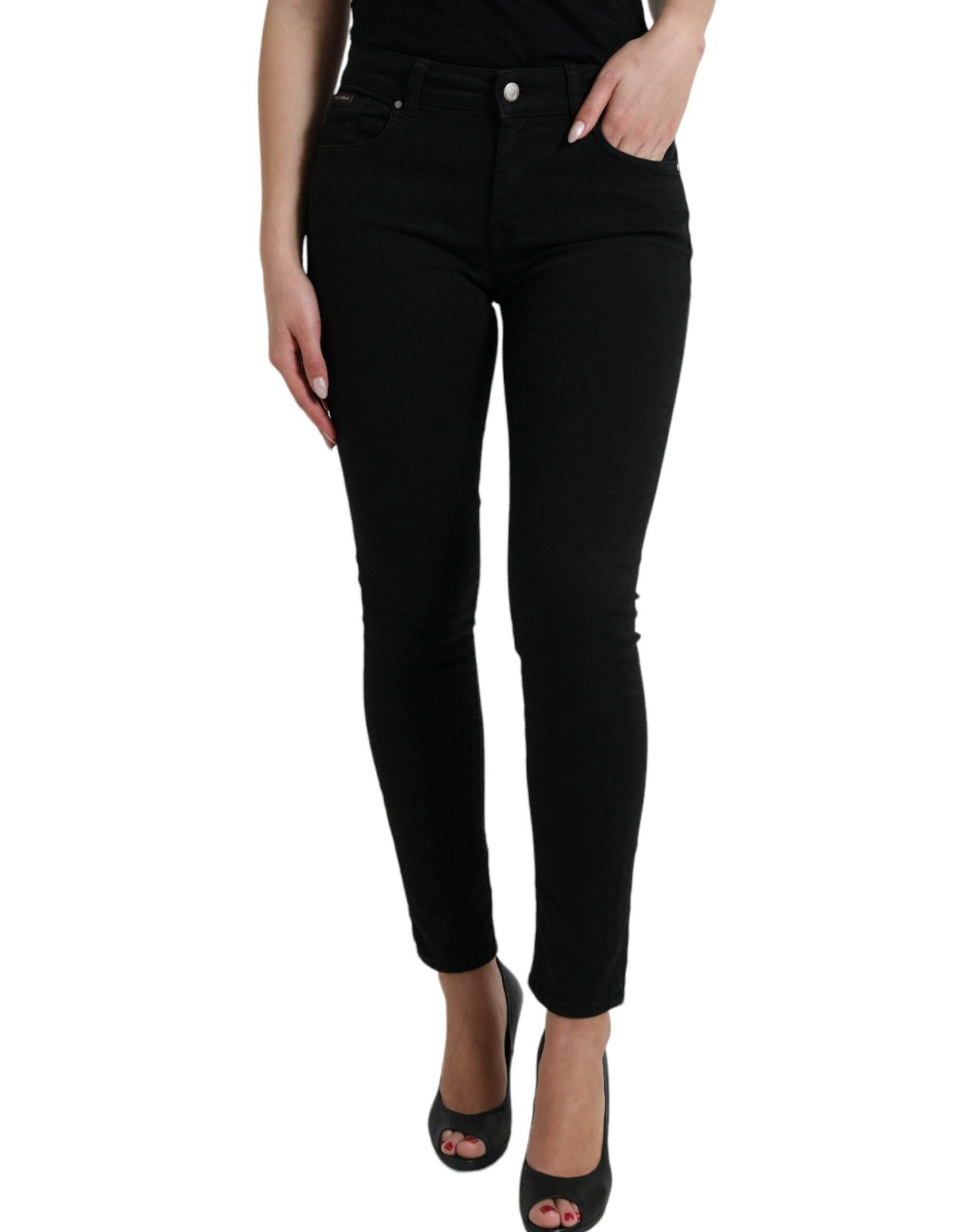 Dolce & Gabbana Black Cotton Mid Waist Skinny Denim Jeans - Hilstor