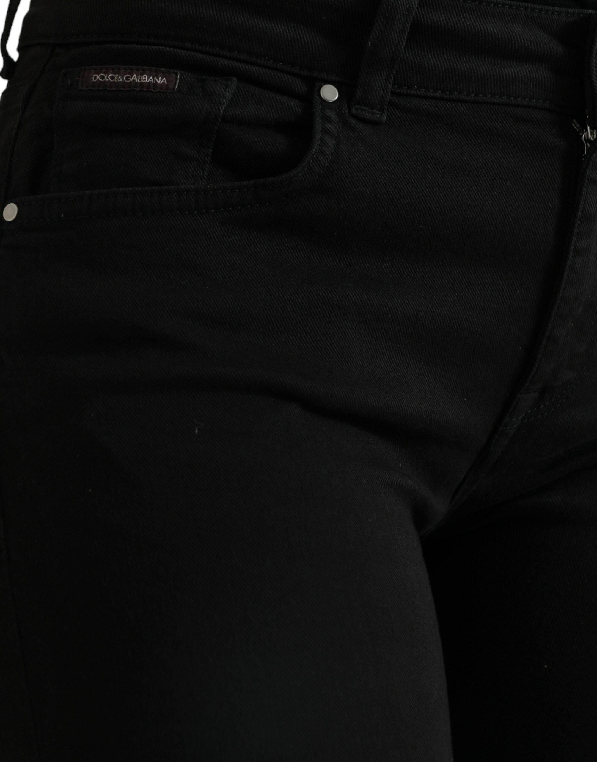 Dolce & Gabbana Black Cotton Mid Waist Skinny Denim Jeans - Hilstor