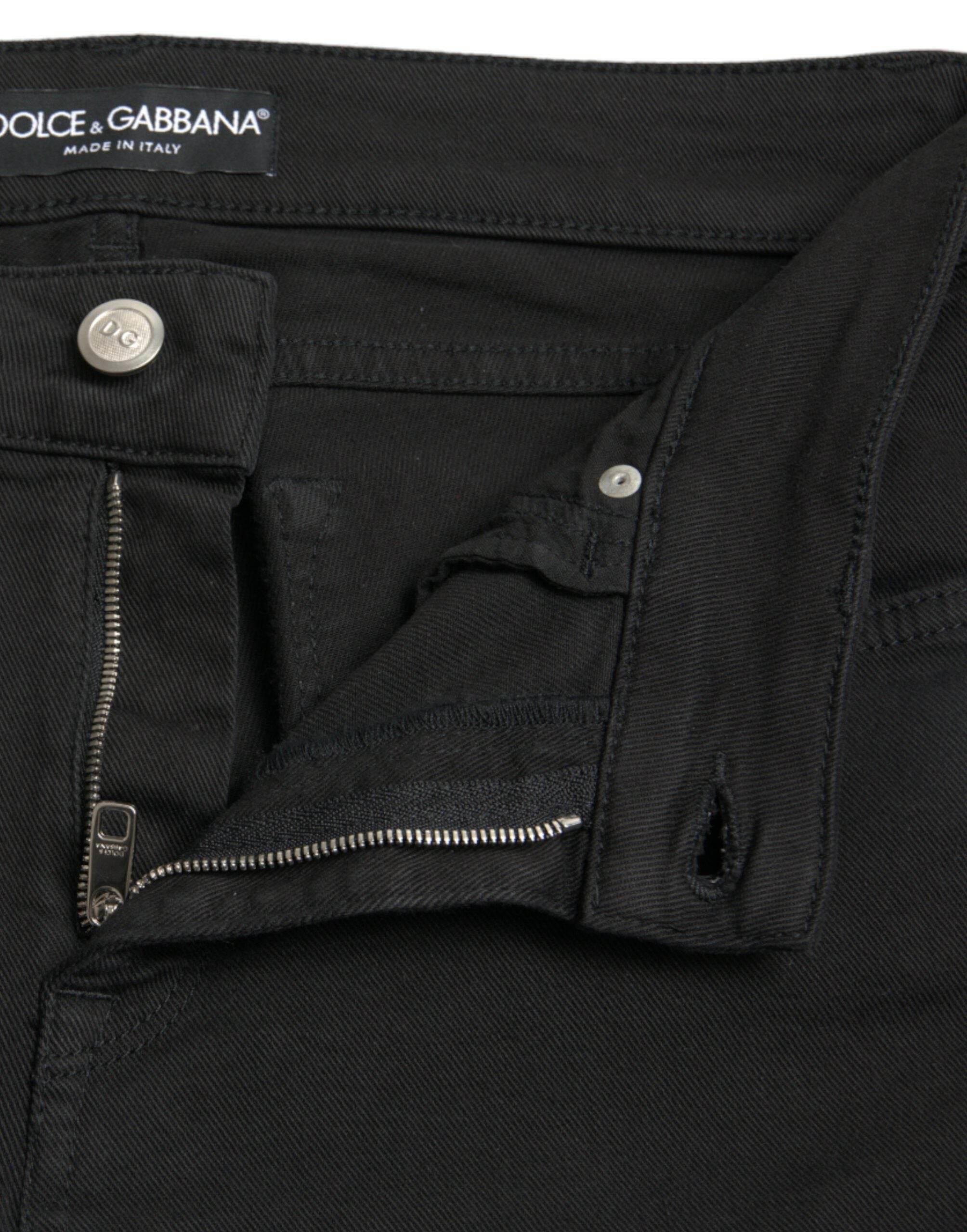 Dolce & Gabbana Black Cotton Mid Waist Skinny Denim Jeans - Hilstor