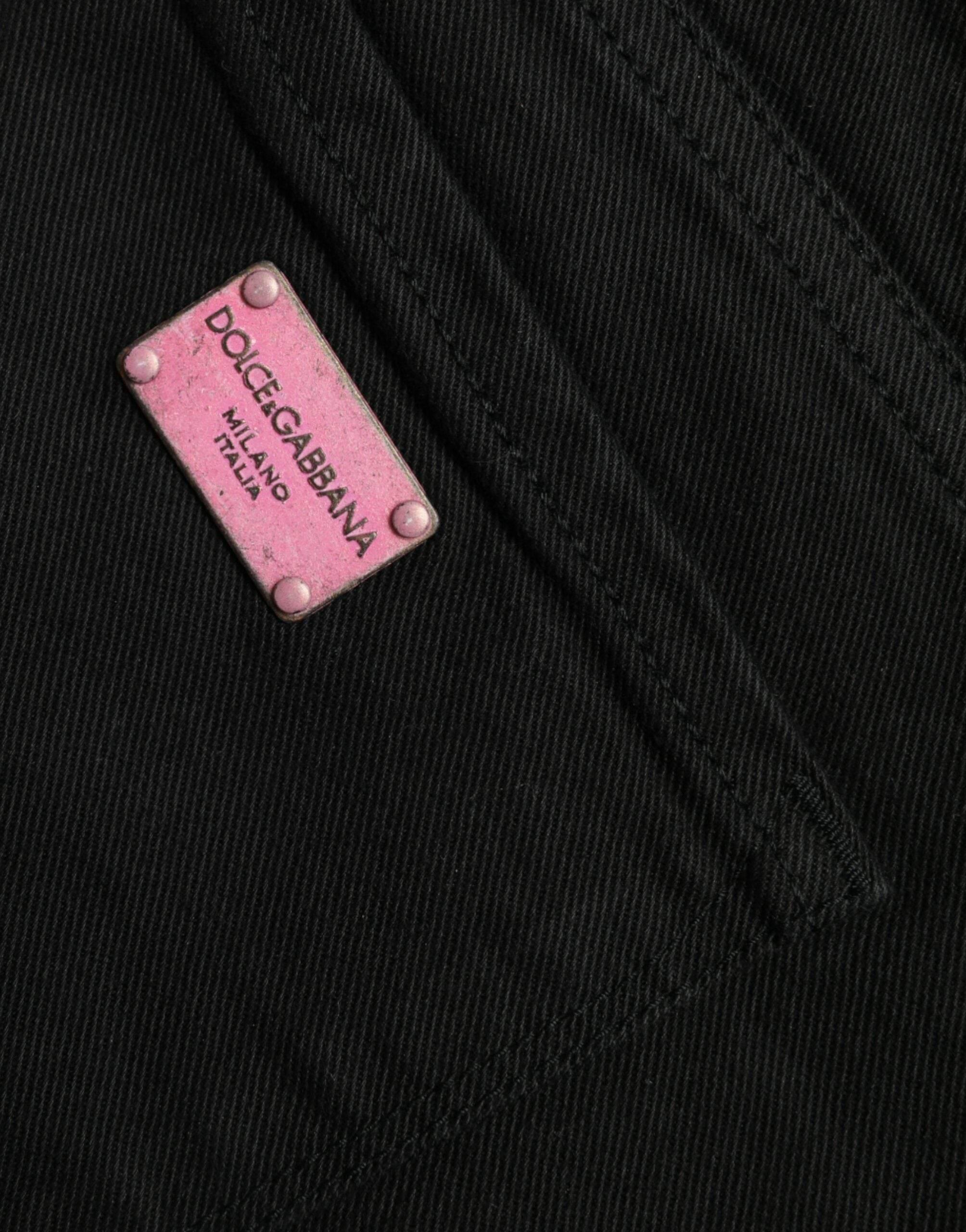 Dolce & Gabbana Black Cotton Mid Waist Skinny Denim Jeans - Hilstor