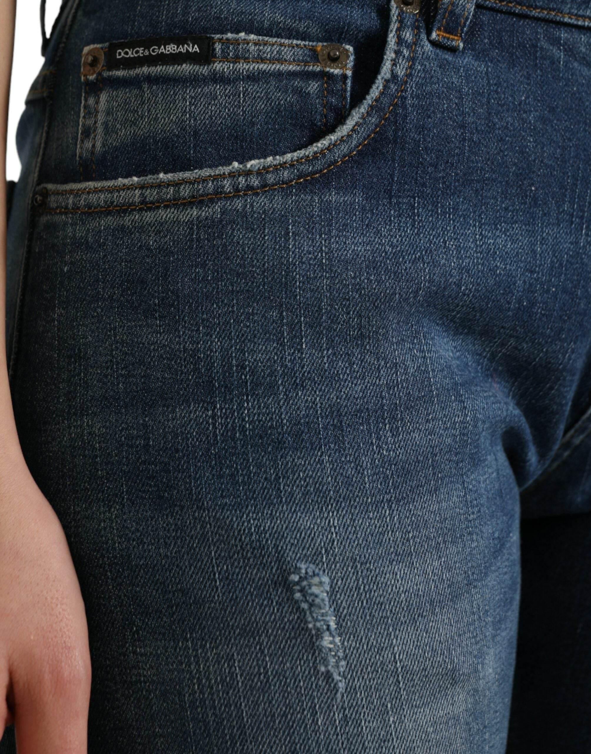 Dolce & Gabbana Blue BOYFRIEND Mid Waist Cotton Denim Jeans - Hilstor