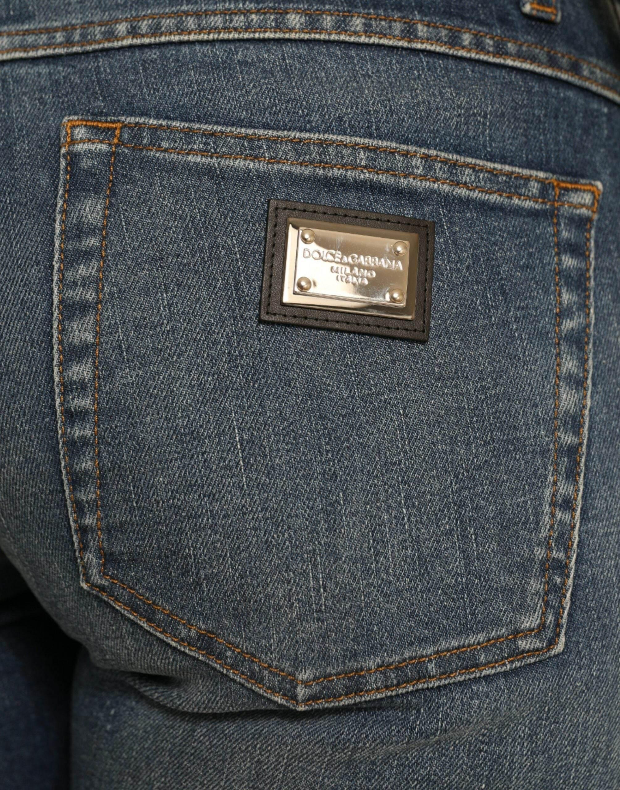 Dolce & Gabbana Blue BOYFRIEND Mid Waist Cotton Denim Jeans - Hilstor