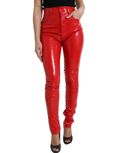 Dolce & Gabbana High Waist Red Skinny Pants - Sleek and Chic - Hilstor