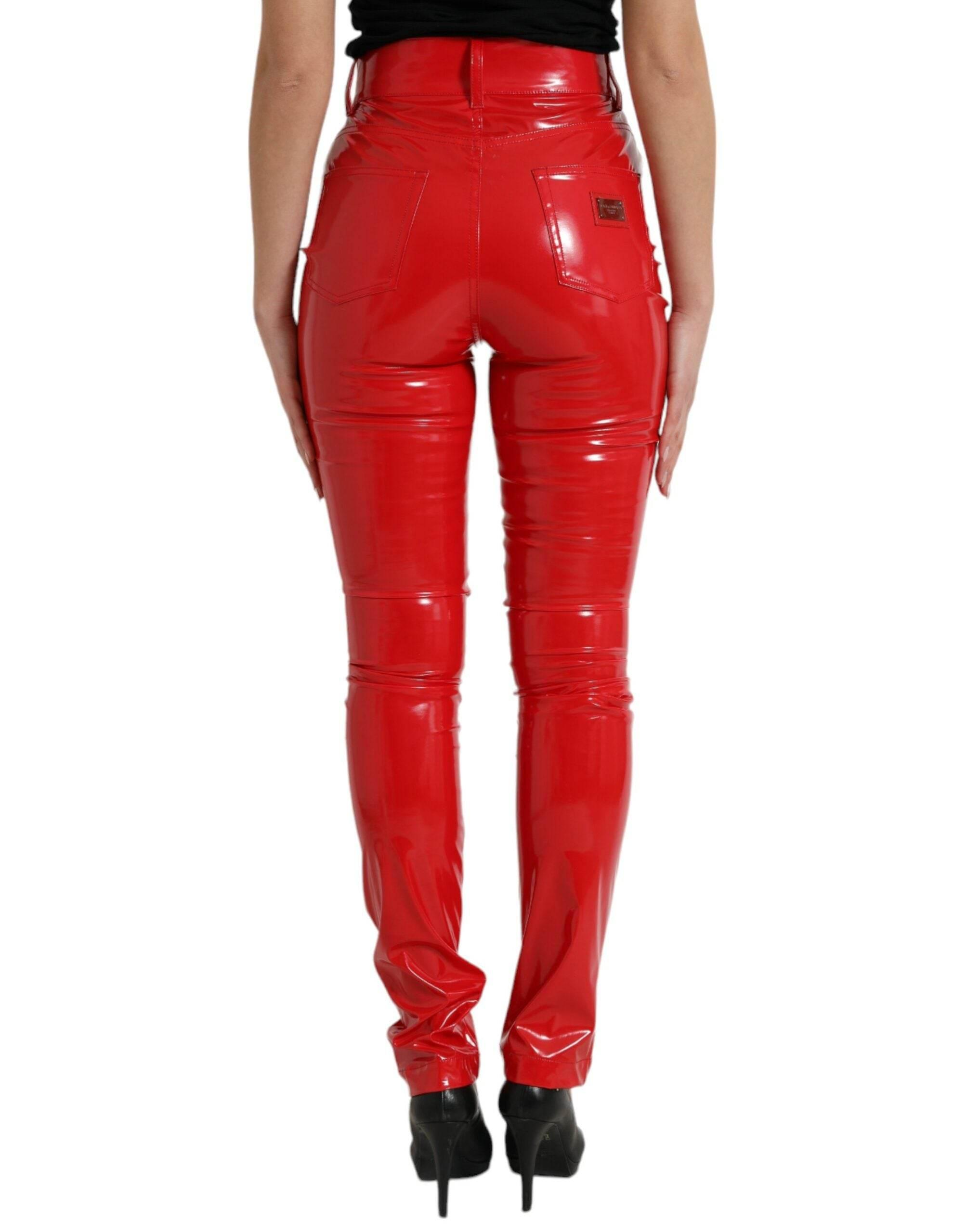 Dolce & Gabbana High Waist Red Skinny Pants - Sleek and Chic - Hilstor