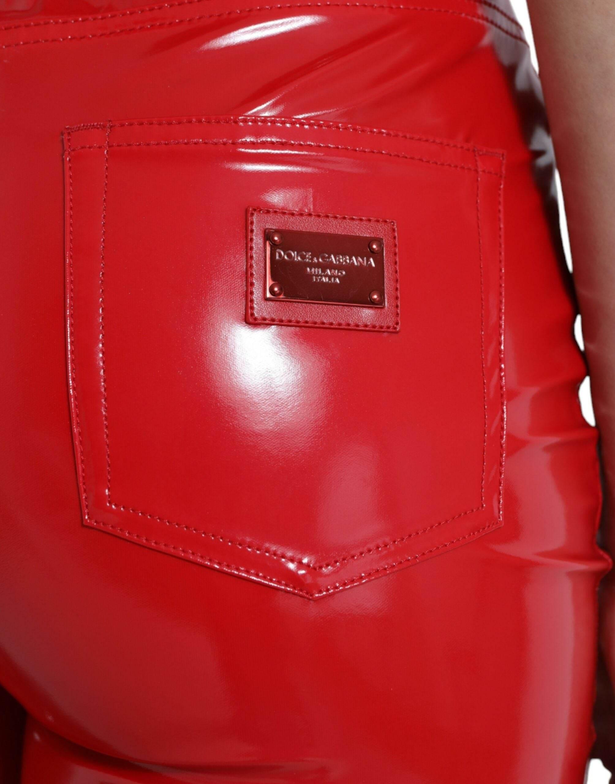 Dolce & Gabbana High Waist Red Skinny Pants - Sleek and Chic - Hilstor