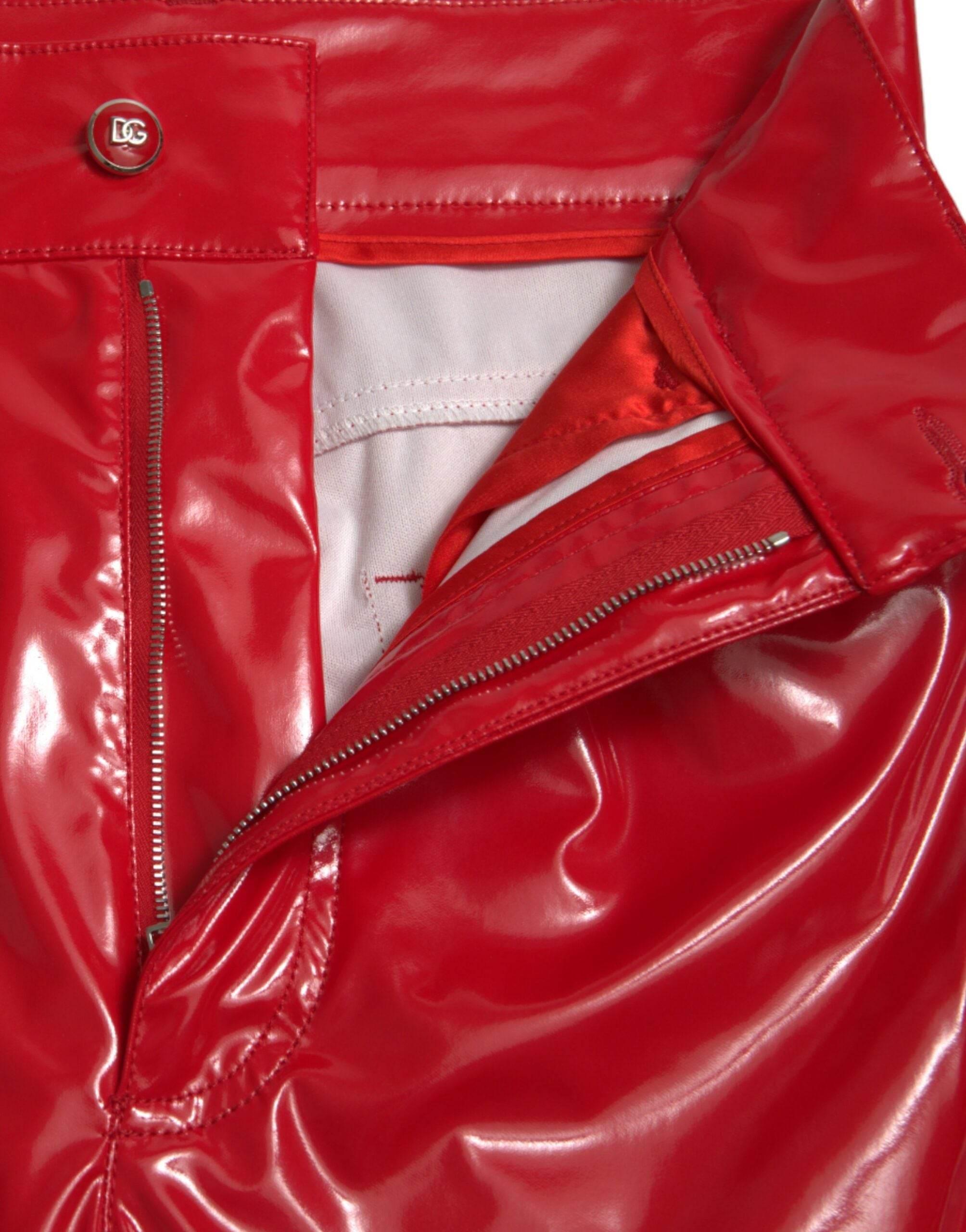 Dolce & Gabbana High Waist Red Skinny Pants - Sleek and Chic - Hilstor