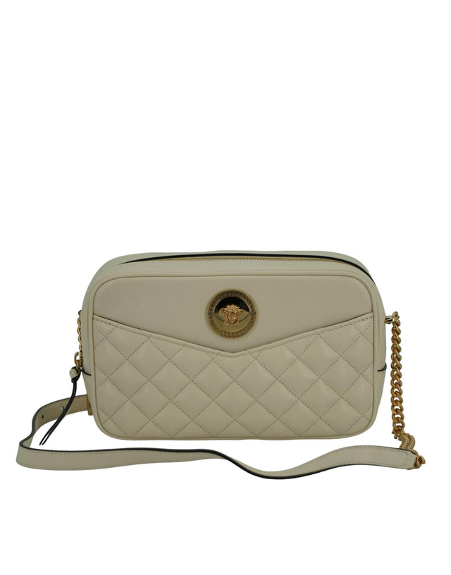 Versace Elegant White Leather Camera Shoulder Bag - Hilstor