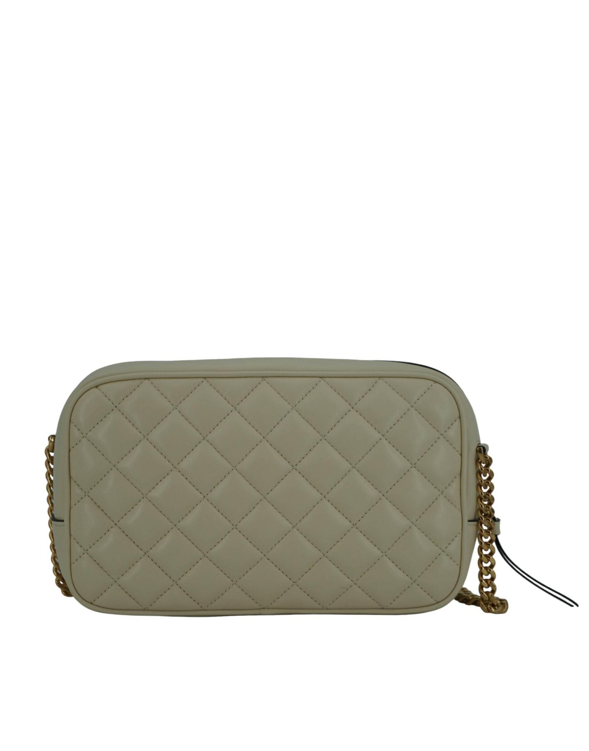 Versace Elegant White Leather Camera Shoulder Bag - Hilstor