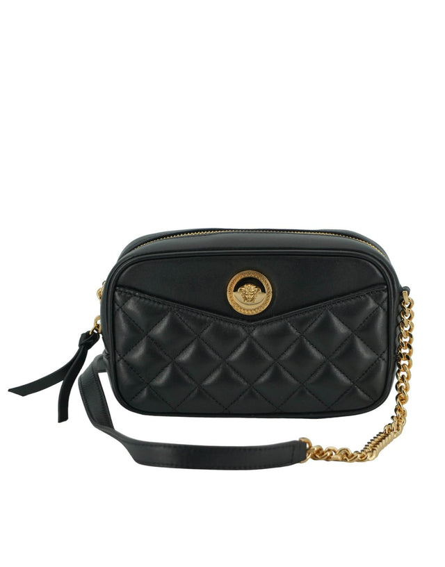 Versace Elegant Small Black Leather Crossbody Bag - Hilstor