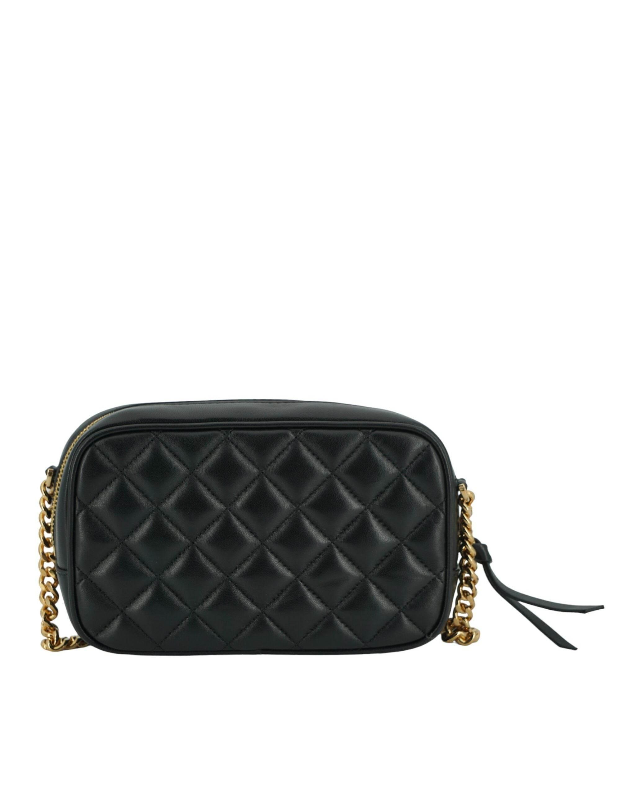 Versace Elegant Small Black Leather Crossbody Bag - Hilstor