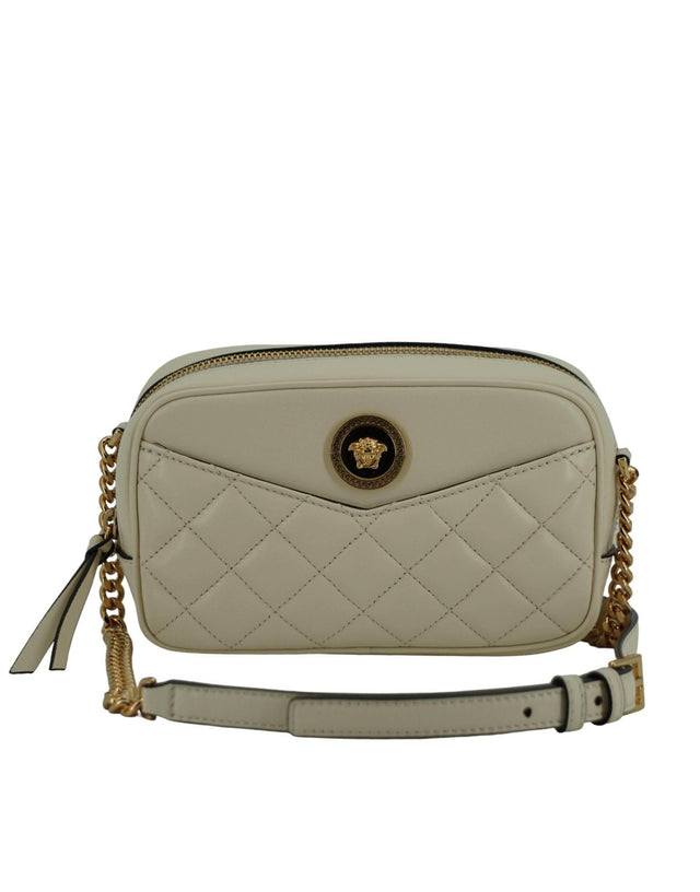 Versace Elegant White Lamb Leather Camera Bag - Hilstor