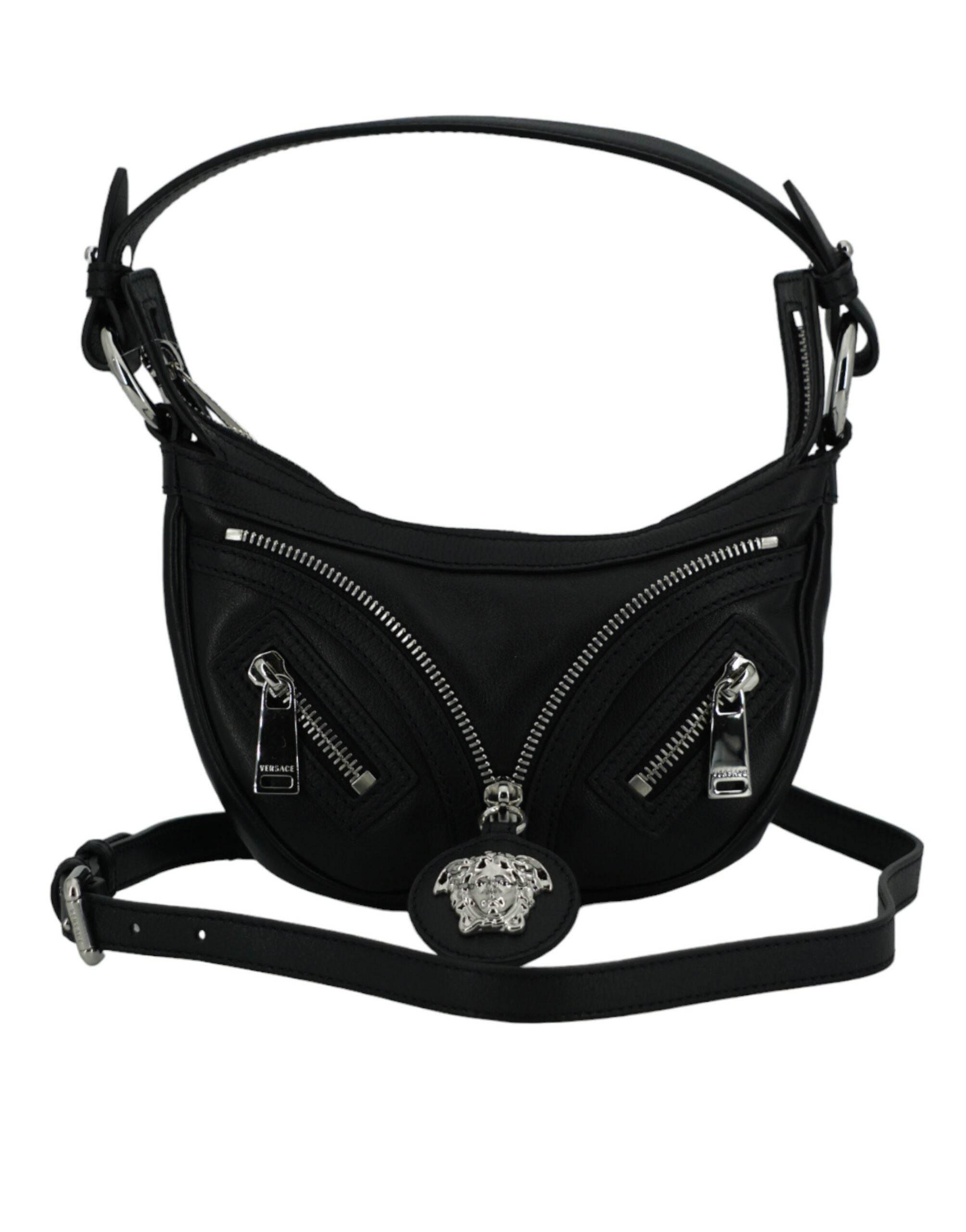 Versace Elegant Black Mini Hobo Shoulder Bag - Hilstor