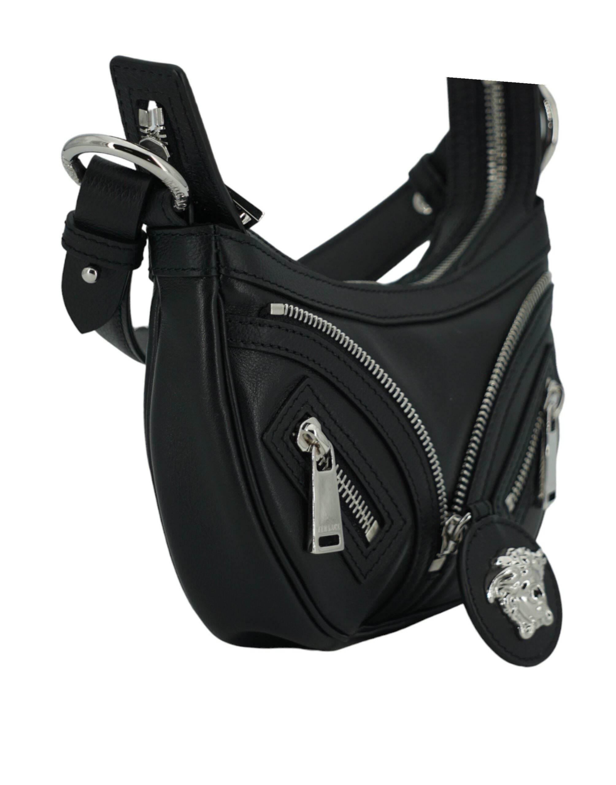 Versace Elegant Black Mini Hobo Shoulder Bag - Hilstor