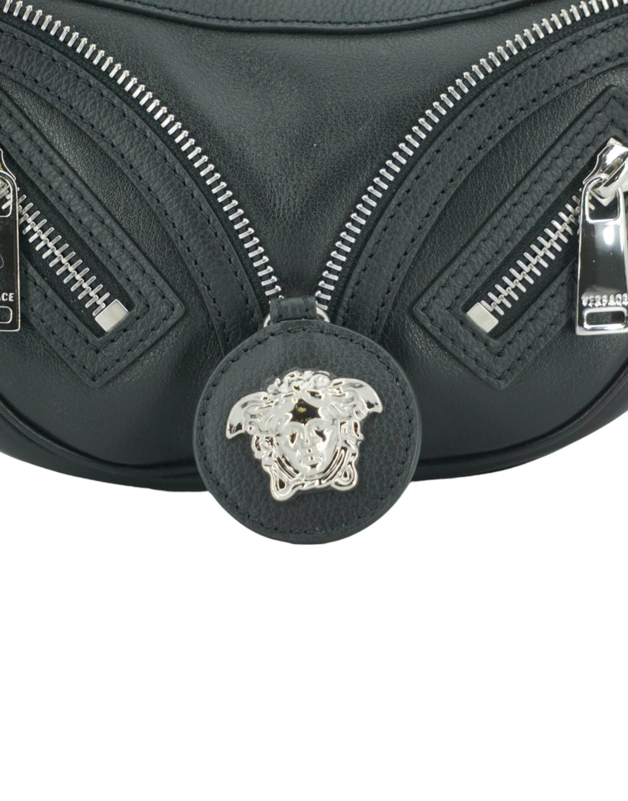 Versace Elegant Black Mini Hobo Shoulder Bag - Hilstor