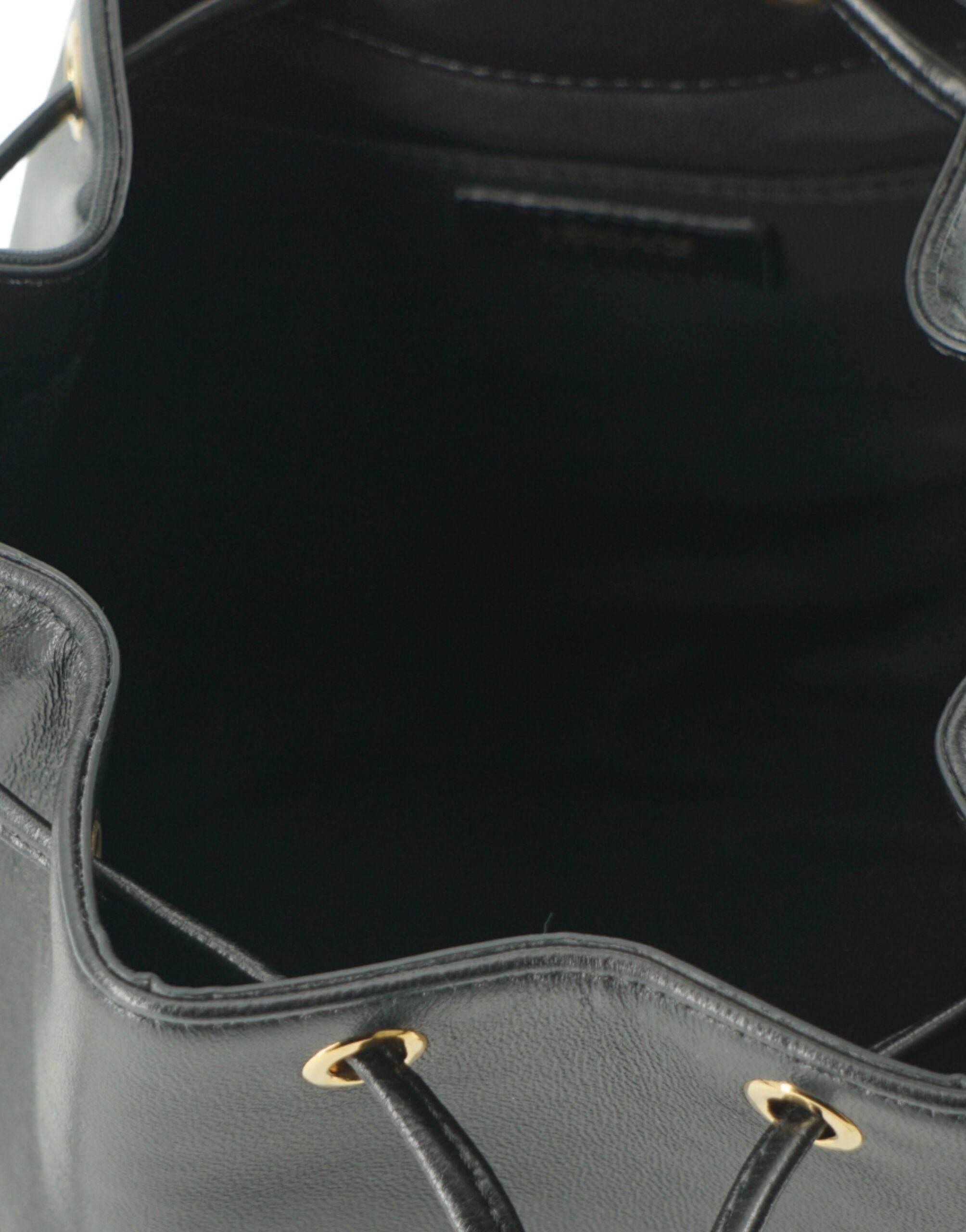 Versace Elegant Black Leather Medusa Bucket Shoulder Bag - Hilstor